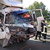Bad accident between small car and a Truck, see the pictures