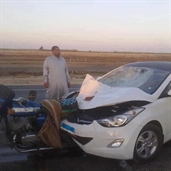 Hyundai hits motorcycle at a high speed in portsaid - Egypt