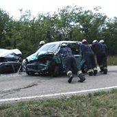Head-on Accident between VW Gold and another car in Hungary