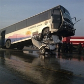 Fatal accident in syria, But at the top of pick up truck