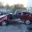 Citroen hits rail guard and a concrete pole at a high speed