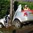 VW Jetta slipped into the light pole in france