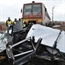 Train hits fiat at a high speed, and smashed it